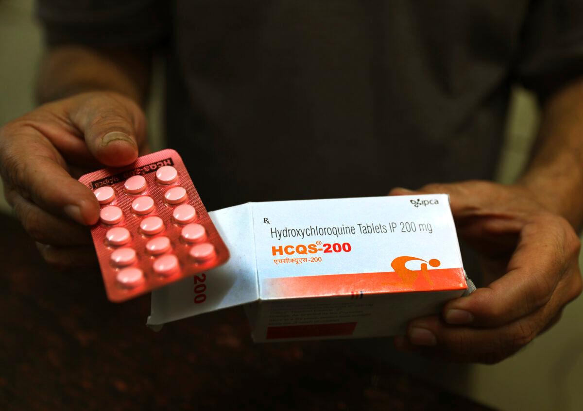 A chemist displays hydroxychloroquine tablets in New Delhi, India, on, April 9, 2020. (Manish Swarup/AP Photo)