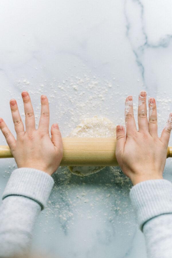 Rolling out the dough into a rectangle. (Matt Genders Photography)