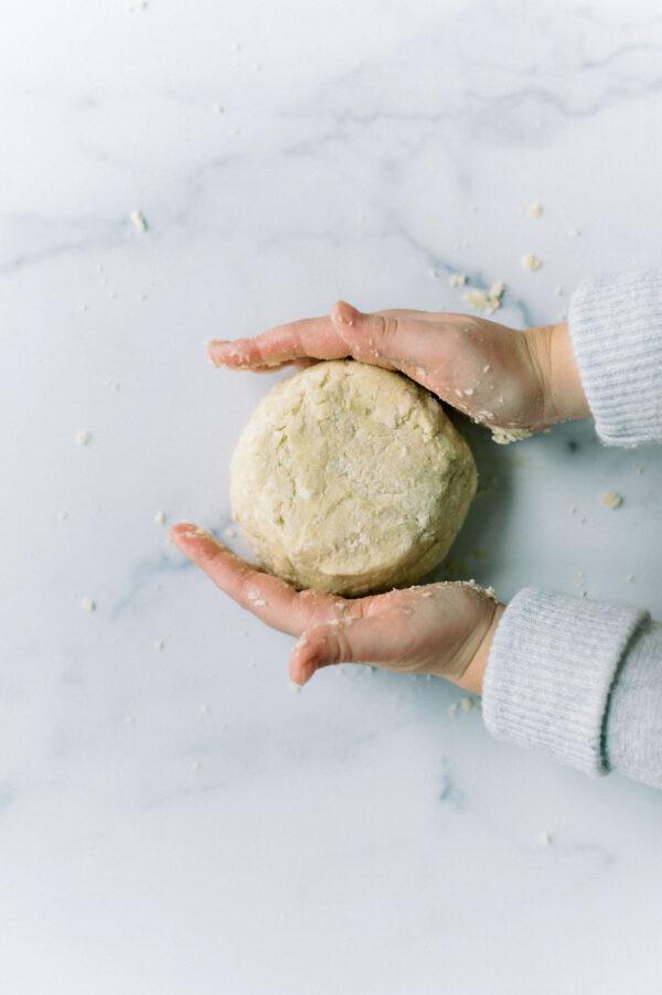 Shaping the dough into two equal-sized disks. (Matt Genders Photography)