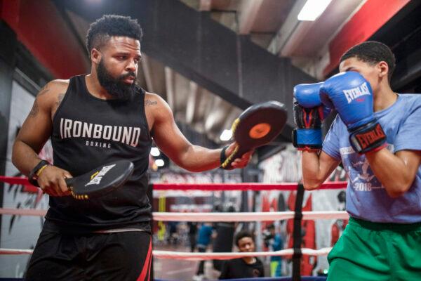 Mike Steadman trains with Wilkins "Nano" Candelario. (Courtesy of Ironbound Boxing)