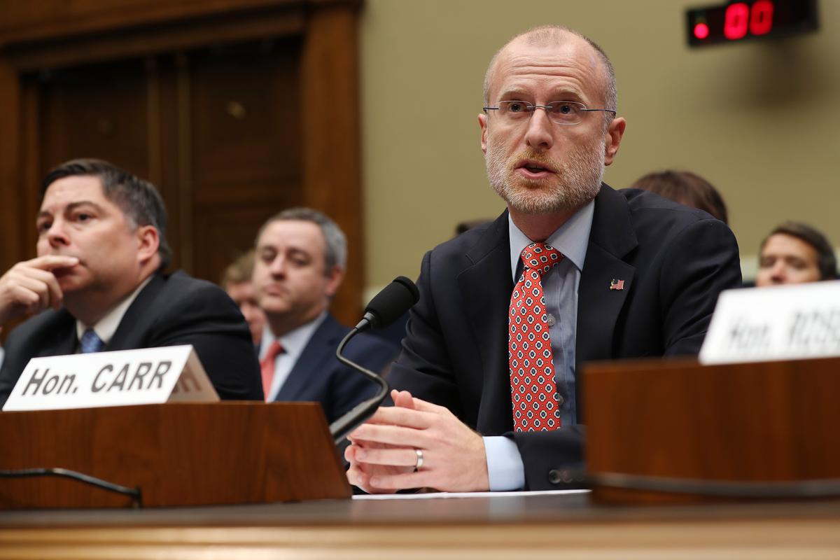Federal Communication Commission Commissioner Brendan Carr testifies before the House Energy and Commerce Committee's Communications and Technology Subcommittee in the Rayburn House Office Building on Capitol Hill Dec. 05, 2019 in Washington, DC. (Chip Somodevilla/Getty Images)