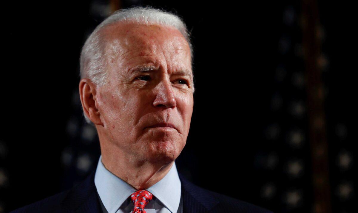 Democratic presidential candidate and former Vice President Joe Biden at an event in Wilmington, Del., on March 12, 2020. (Carlos Barria/Reuters)