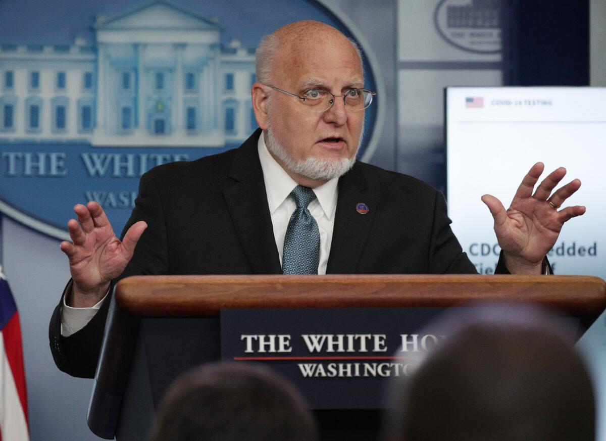 Dr. Robert Redfield, Director of the Centers for Disease Control and Prevention, speaks during the daily briefing of the White House Coronavirus Task Force, at the White House in Washington April 17, 2020. (Alex Wong/Getty Images)