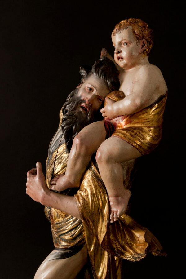 Detail of "St. Christopher," 1526–1533, by Alonso Berruguete. Polychromed wood with gilding. National Museum of Sculpture, Valladolid, Spain. (Javier Muñoz and Paz Pastor/National Museum of Sculpture, Valladolid, Spain)