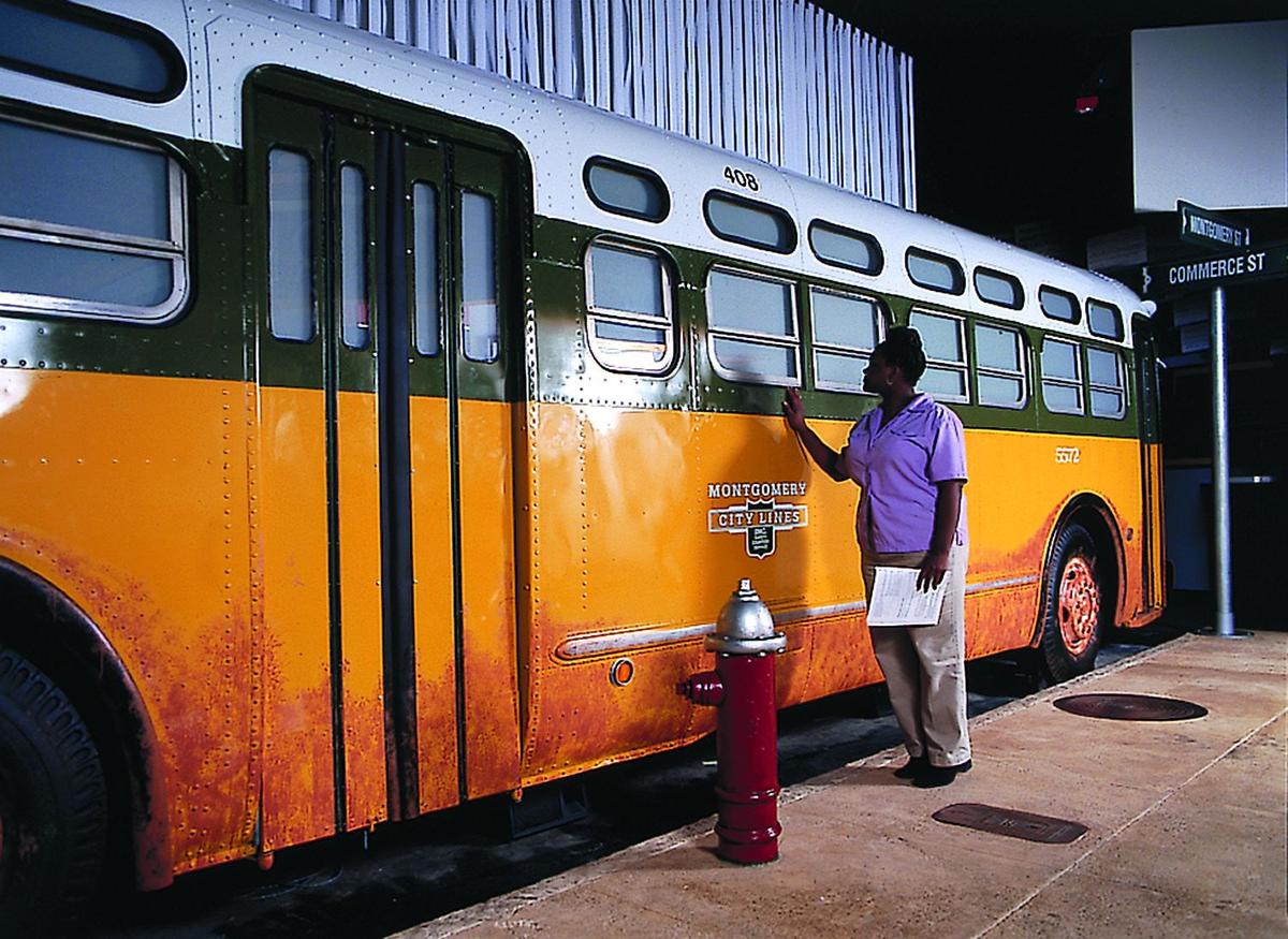 City bus from the 1950s at the Rosa Parks Museum. (Ray Martin/Montgomery Area Chamber of Commerce)