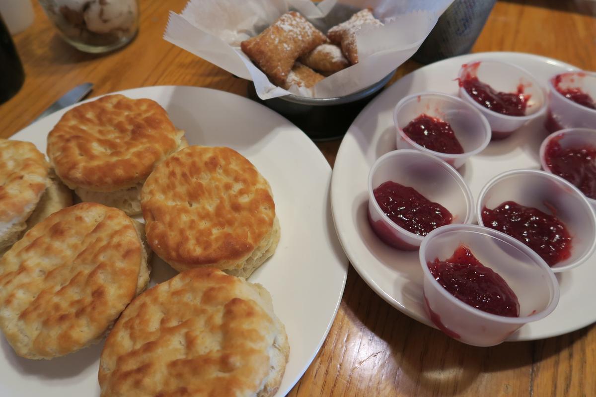 Biscuits and beignets at Cahawba House. (Skye Sherman)