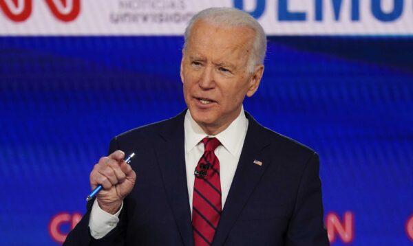 Former Vice President Joe Biden participates in a Democratic presidential primary debate at CNN Studios in Washington on March 15, 2020. (Evan Vucci/AP Photo)