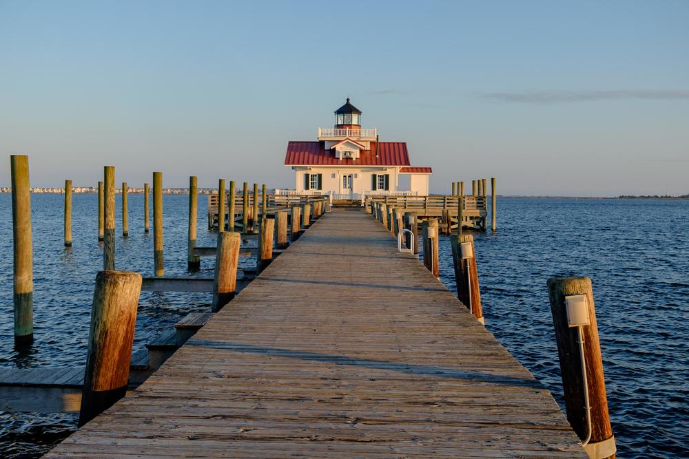 Roanoke Marsh Lighthouse at sunset. (Jorge Moro/Shutterstock)