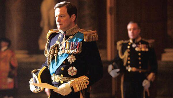 Colin Firth (L) as King George VI in “The King’s Speech.” (Momentum Pictures)