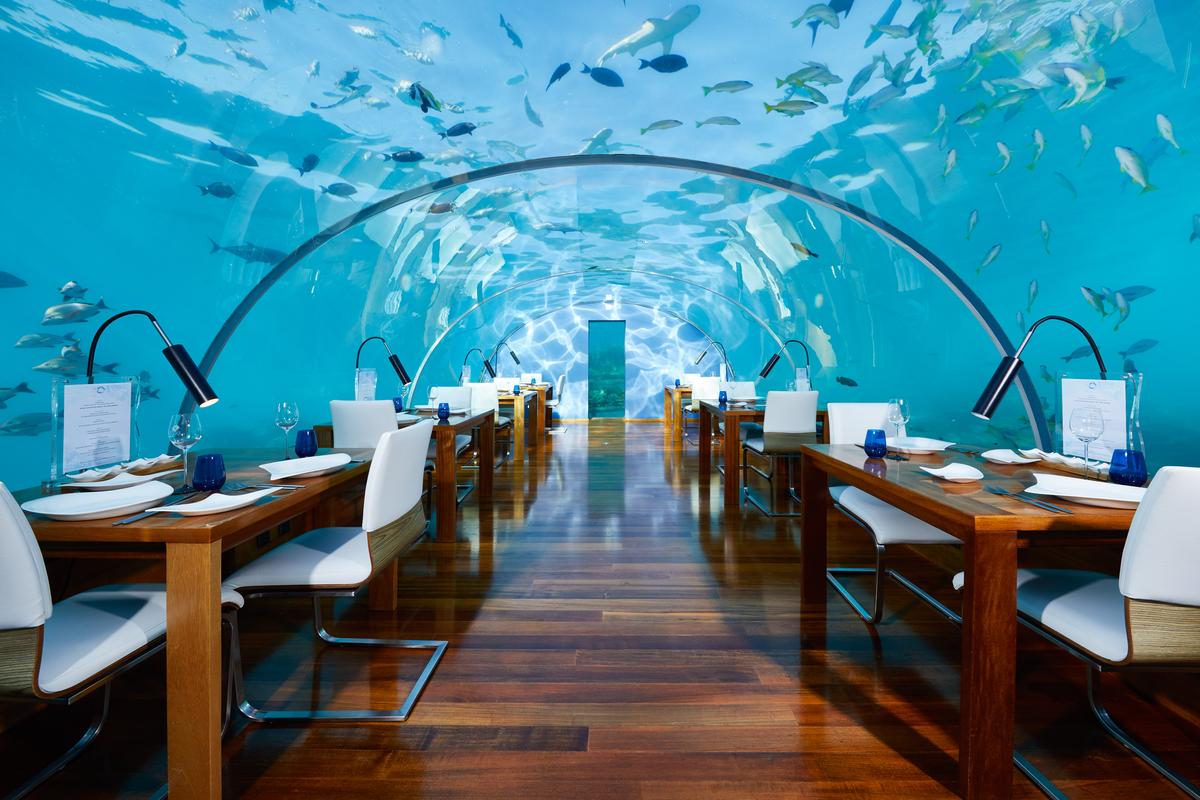 Ithaa Undersea Restaurant at Conrad Rangali Island. (Justin Nicholas)