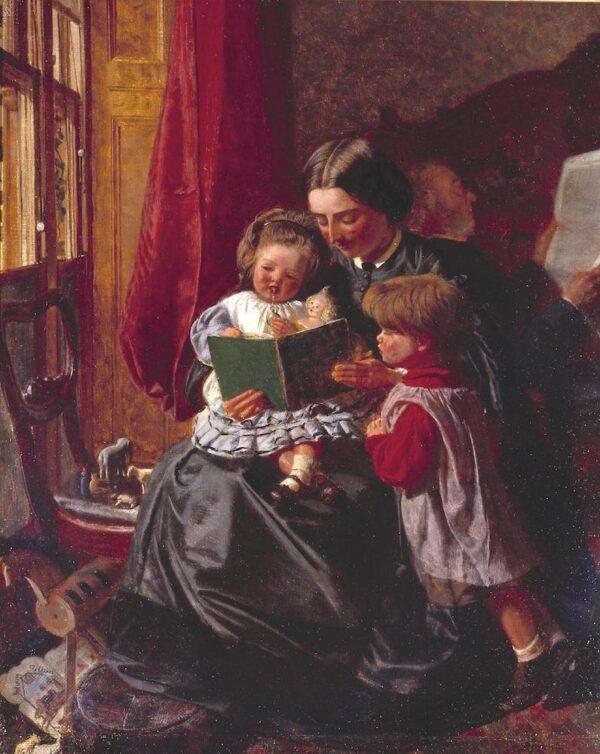“Mother and Children Reading,” circa 1860, by Arthur Boyd Houghton. Presented by Mrs. E.C. Davis 1926. Tate collection. (PD-US)