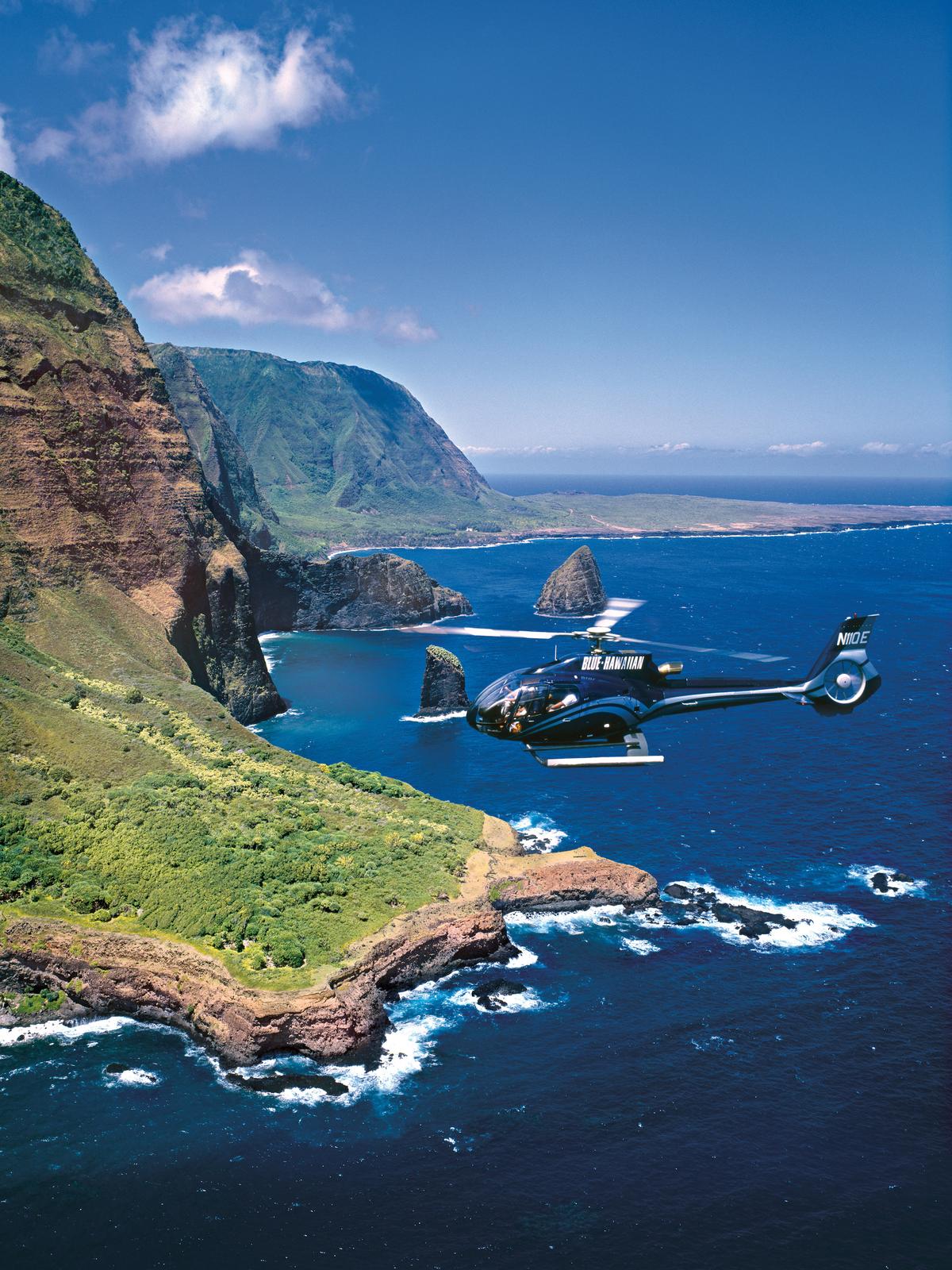 Blue Hawaiian Helicopters take visitors soaring high above Hawaii's spectacular natural wonders. (Courtesy of Blue Hawaiian)