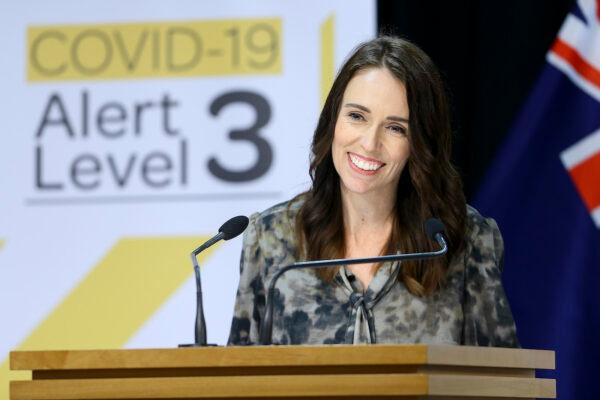 Prime Minister Jacinda Ardern speaks to media during a press conference at Parliament in Wellington, New Zealand, on April 28, 2020. (Hagen Hopkins/Getty Images)
