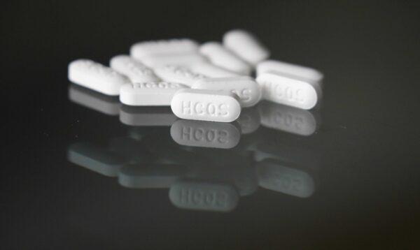 An arrangement of hydroxychloroquine pills is seen in Las Vegas April 6, 2020. (John Locher/AP Photo)