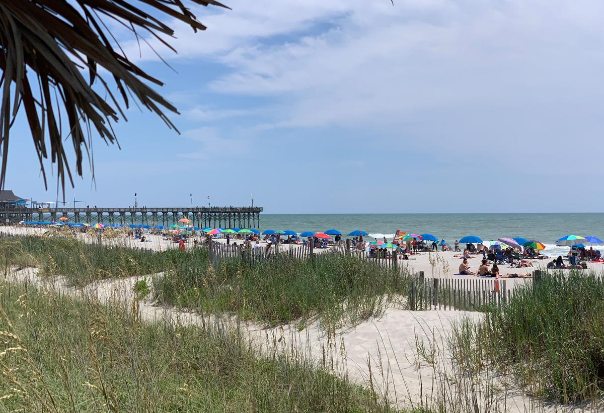 People enjoy the beach in Myrtle Beach, South Carolina, on July 27, 2019. (Daniel Slim/AFP via Getty Images)