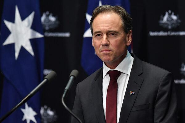 Minister for Health Greg Hunt addresses a press conference in the Main Committee Room at Parliament House on April 8, 2020, in Canberra, Australia. (Sam Mooy/Getty Images)