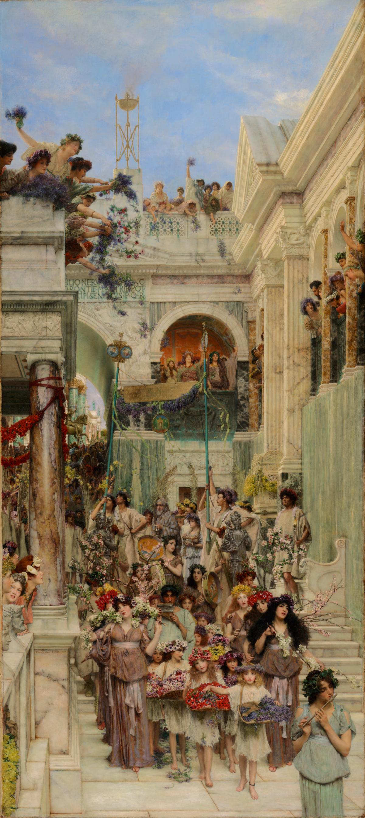 “Spring,” 1894, by Lawrence Alma-Tadema. Oil on canvas; 70 1/4 inches by 31 5/8 inches. The J. Paul Getty Museum, Los Angeles. (Public Domain)