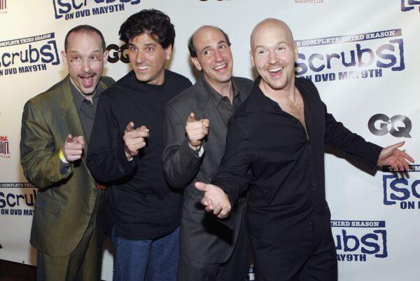 Members of a cappella group "The Blanks" (L-R) Paul F. Perry, George Miserlis, Sam Lloyd, and Philip McNiven, arrive at a third season DVD launch event and season five wrap party for the television series "Scrubs" at the Rain Nightclub inside the Palms Casino Resort in Las Vegas, Nevada, on April 27, 2006. (Ethan Miller/Getty Images)