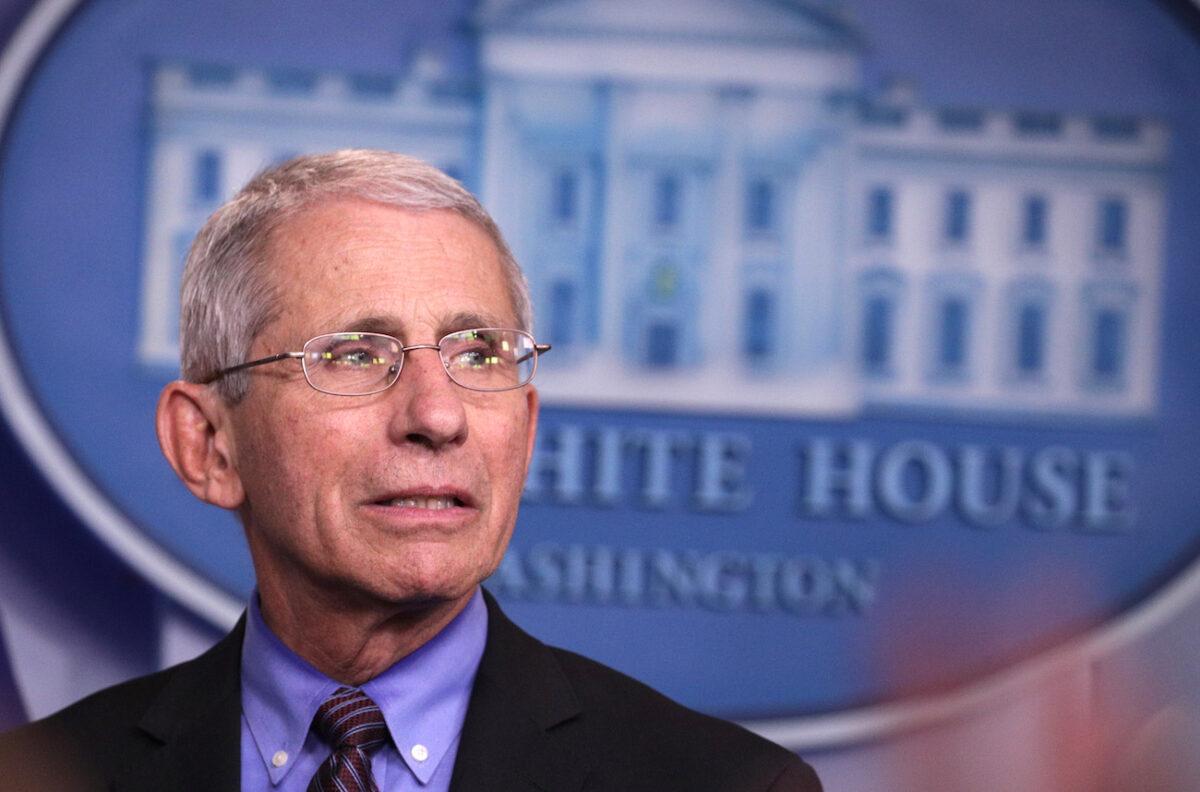 National Institute of Allergy and Infectious Diseases Director Anthony Fauci listens during the daily coronavirus briefing in the Brady Press Briefing Room at the White House in Washington on April 9, 2020. (Alex Wong/Getty Images)