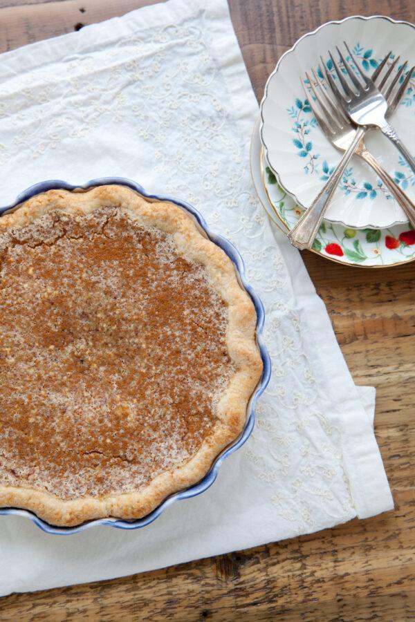 Sugar cream pie, made primarily from sugar, milk or cream, and flour or cornstarch, is a classic example of a desperation pie, dating back to the early 1800s. (Annieseats via Flickr/CC BY-ND 2.0)