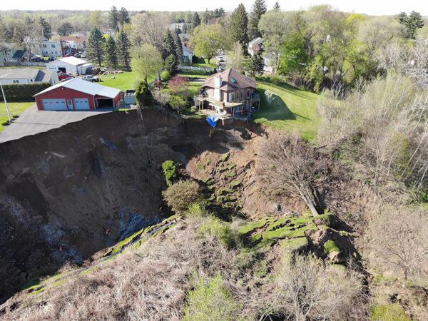 A landslide left a dozen people displaced after their homes came dangerously close to being destroyed. (Courtesy Saratoga County Office of Emergency Services)