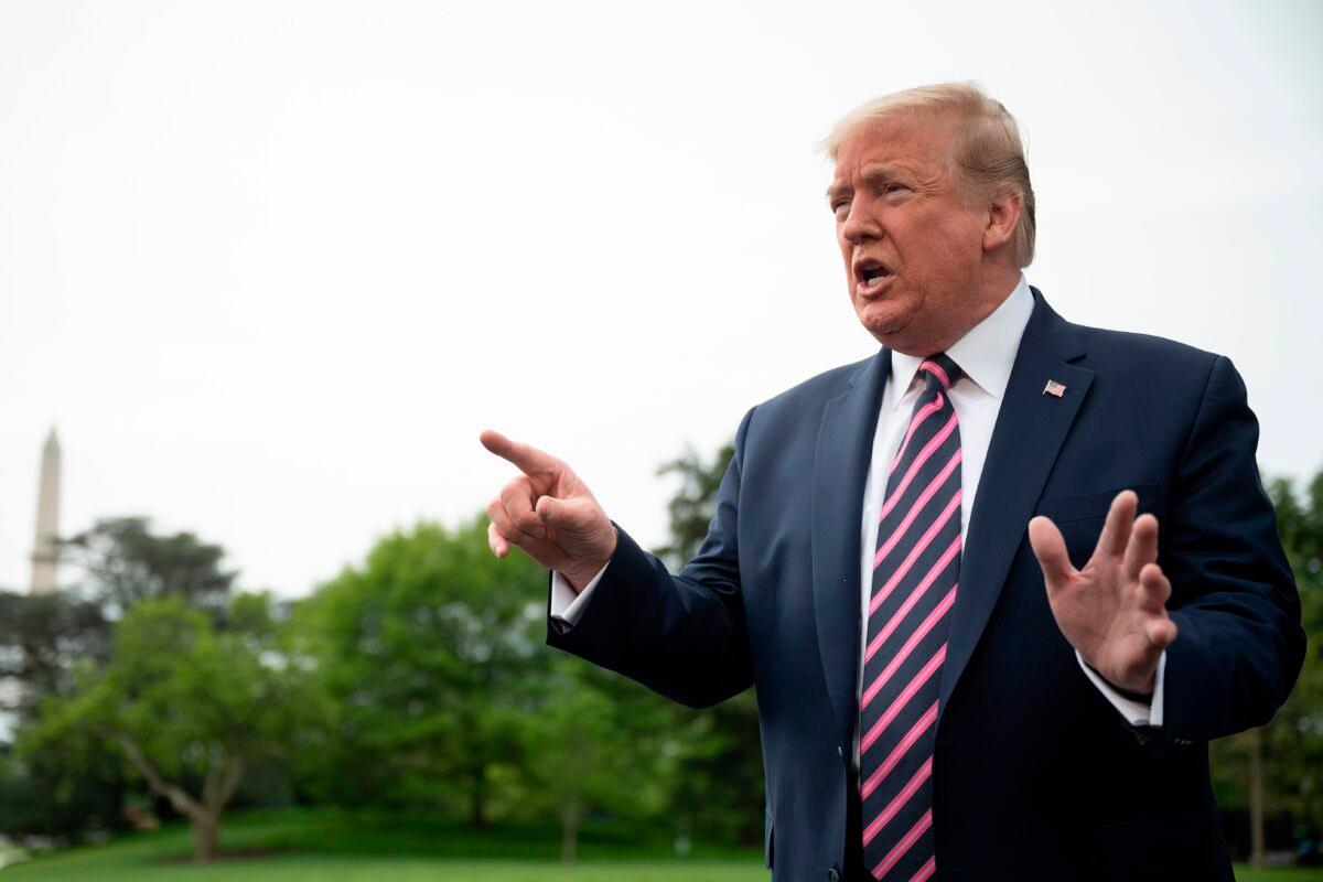 President Donald Trump speaks as he departs the White House en route to Arizona on May 5, 2020. (Jim Watson/AFP via Getty Images)