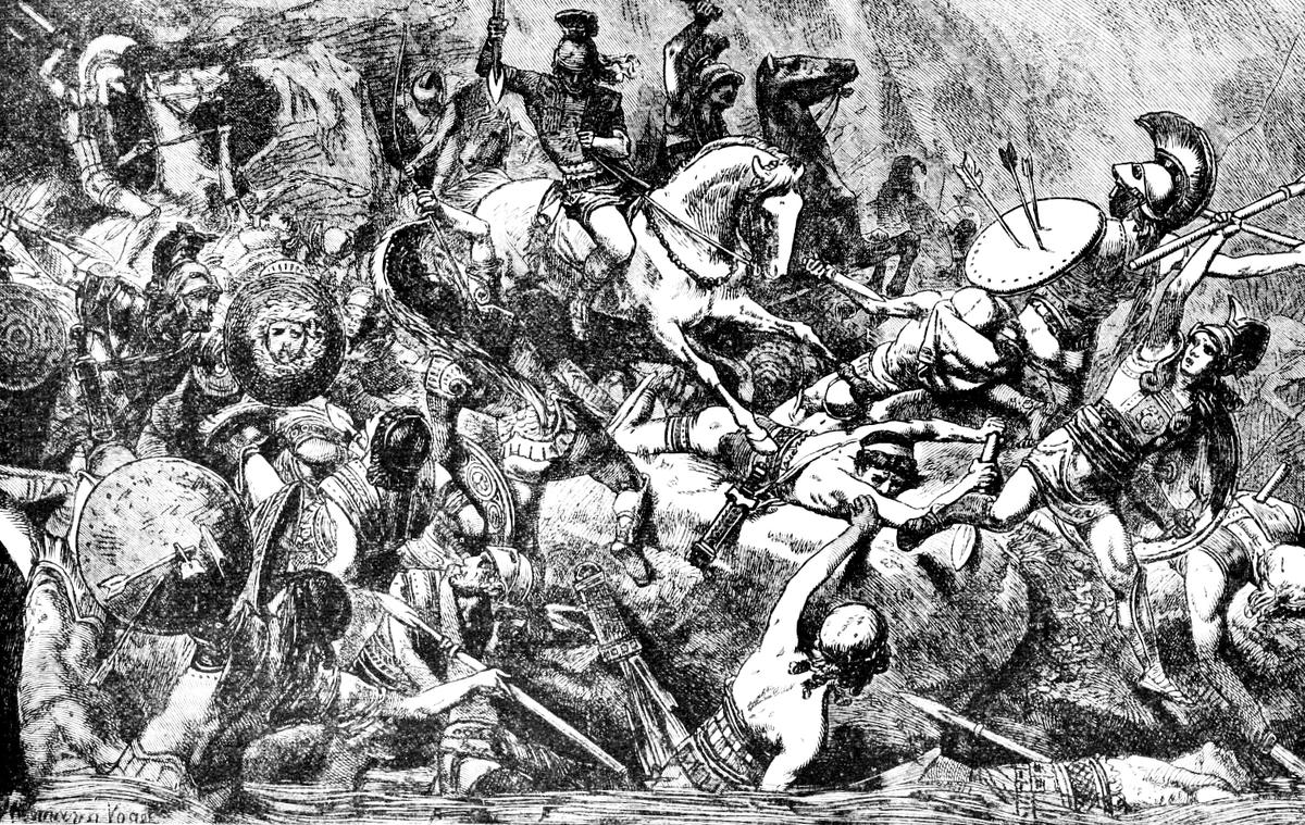 The fall of the Athenian army in Sicily during the Peloponnesian War in 413 B.C. as depicted in an 1893 illustration by J.G. Vogt. (Public Domain)