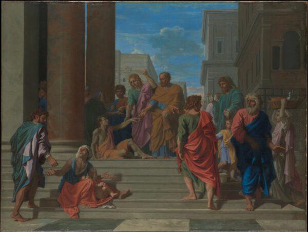 "Saints Peter and John Healing the Lame Man," 1655, by Nicolas Poussin. Oil on canvas; 49 1/2 inches by 65 inches. Marquand Fund, 1924. (The Metropolitan Museum of Art)