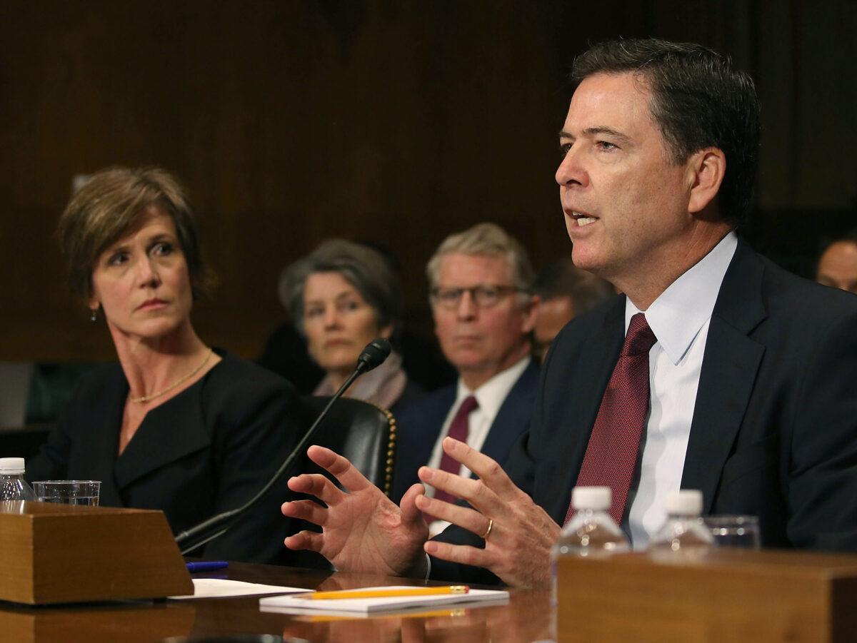 FBI Director James Comey testifies as Deputy Attorney General Sally Yates listens during Senate Judiciary Committee hearing on Capitol Hill in Washington on July 8, 2015. (Mark Wilson/Getty Images)