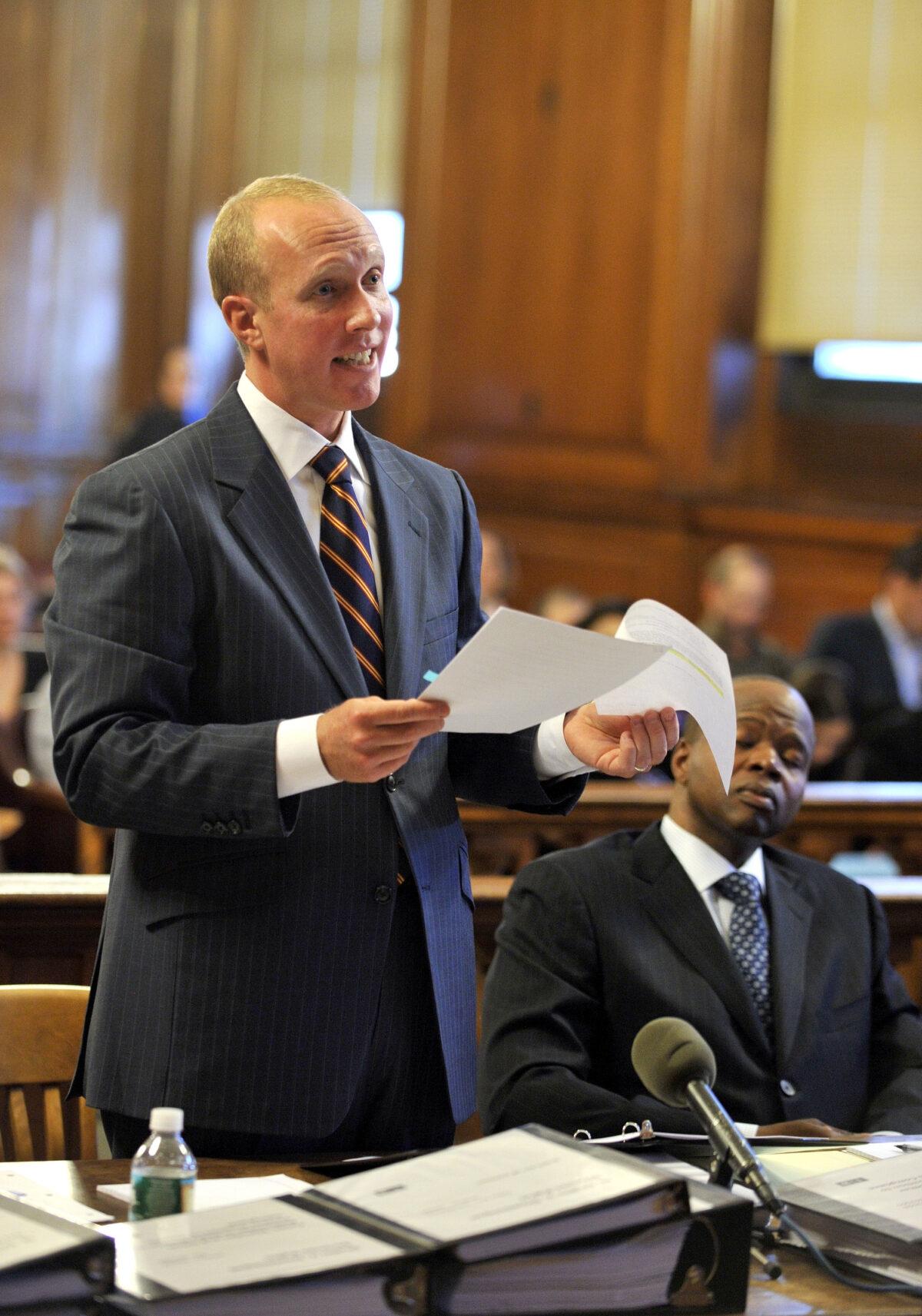 Attorney Douglas Wigdor speaks in New York City in a 2012 file photograph. (Stan Honda-Pool/Getty Images)