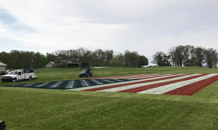 Man Paints Giant American Flag on an Indiana Field to Honor Front Line Heroes Amid Pandemic
