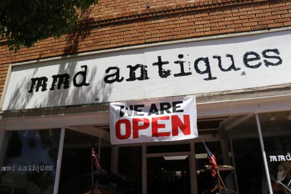 MMD Antiques is open for business in defiance of Gov. Gavin Newsom's stay-at-home mandate, in Orange, Calif., on May 7, 2020. (Jamie Joseph/The Epoch Times)