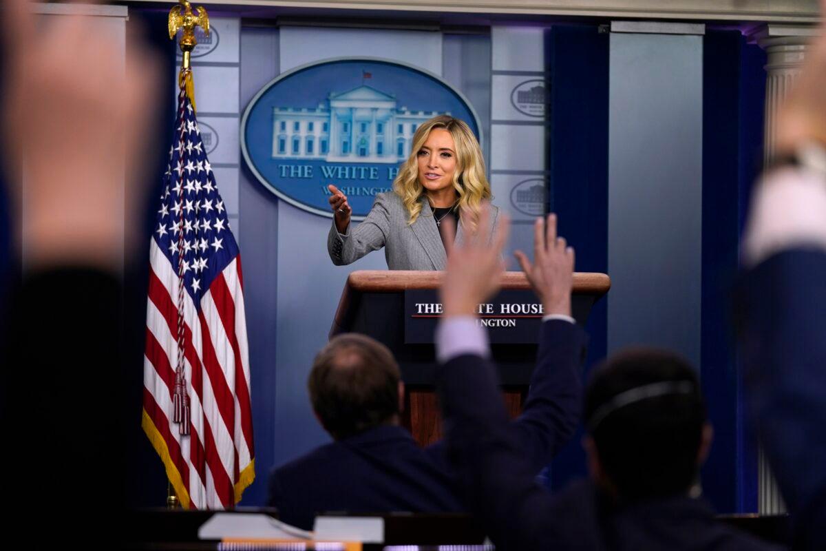 White House press secretary Kayleigh McEnany speaks during a press briefing at the White House in Washington on May 8, 2020. (Evan Vucci/AP Photo)