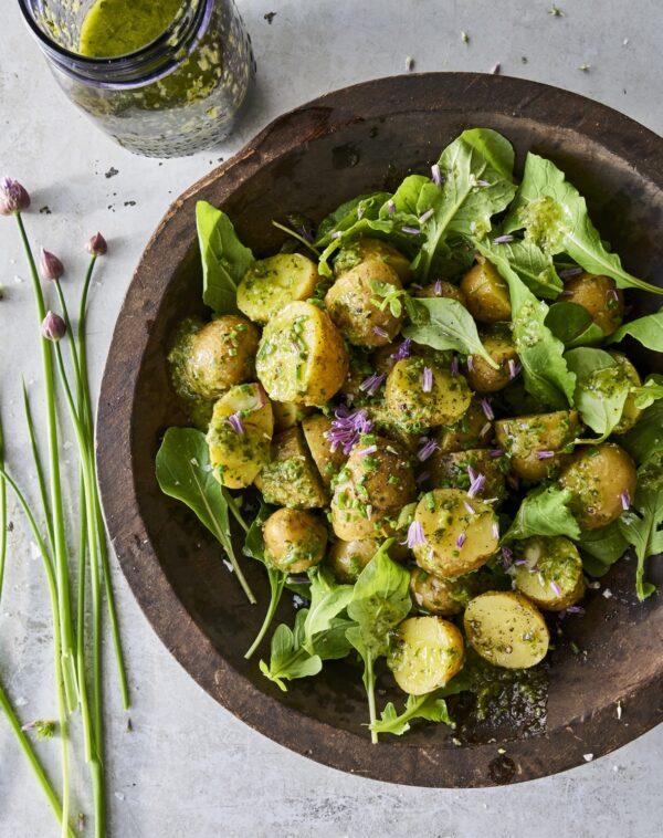 Spring potato salad with green garlic dressing. (Photo by Susan Spungen)