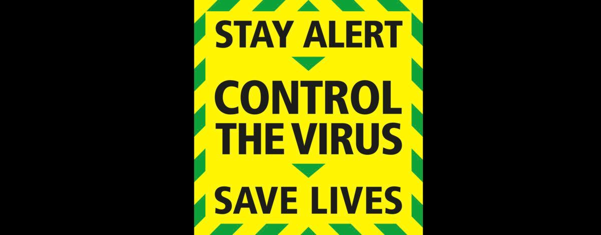 This image issued by Downing Street on Sunday, May 10, 2020, shows Britain's Prime Minister Boris Johnson's new "stay alert" slogan to tackle coronavirus. The British government has replaced its “stay at home” coronavirus slogan with a new “stay alert” message that met criticism ahead of a speech by the Prime Minister laying out stages for lifting the country’s lockdown. (Downing Street via AP)