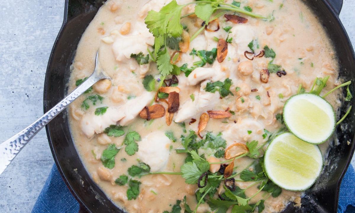 Coconut Milk Meets Miso in This Comforting Recipe for Braised Chicken and Chickpeas