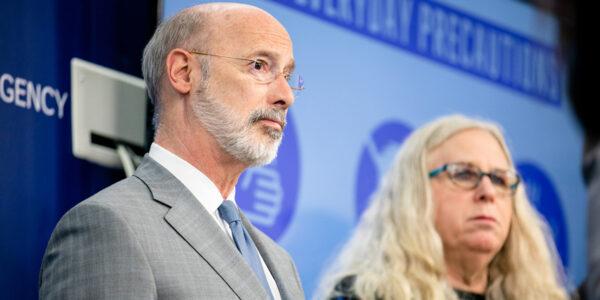 Pennsylvania Gov. Tom Wolf (L) and Secretary of Health Dr. Rachel Levine, in a file photo. (Office of the Governor)