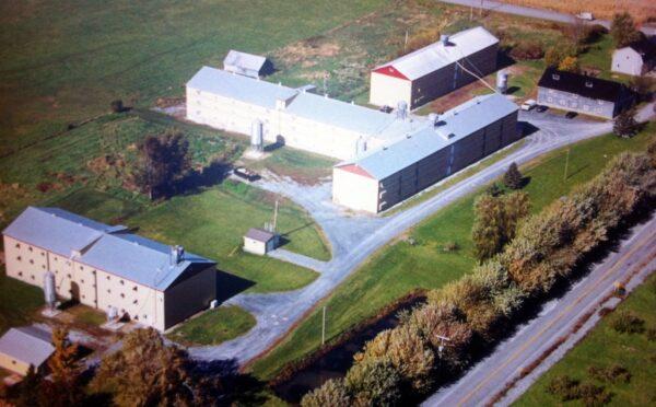 Aerial view of Benoît Fontaine's poultry farm in Lac Champlain, Quebec. (Courtesy of Benoît Fontaine)