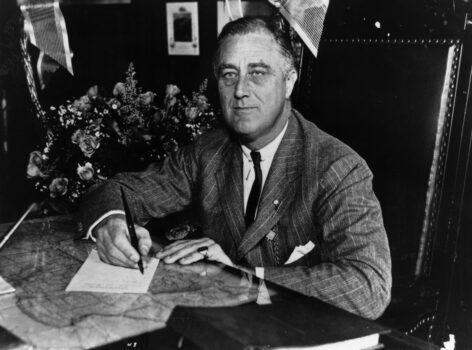 Franklin Delano Roosevelt (1882–1945), the 32nd President of the United States in 1936. (Keystone Features/Getty Images)