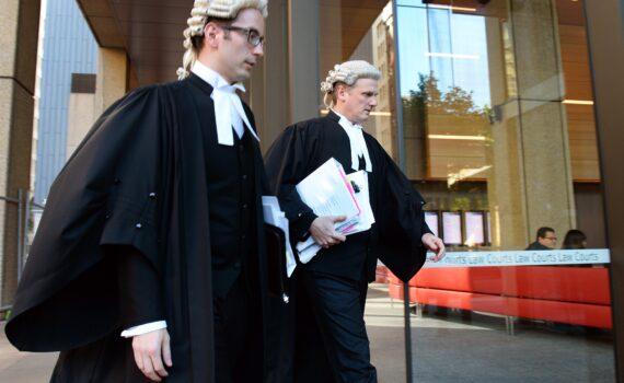  Barristers entering the Supreme Court of New South Wales in Sydney on October 9, 2013. (William West/Getty Images)