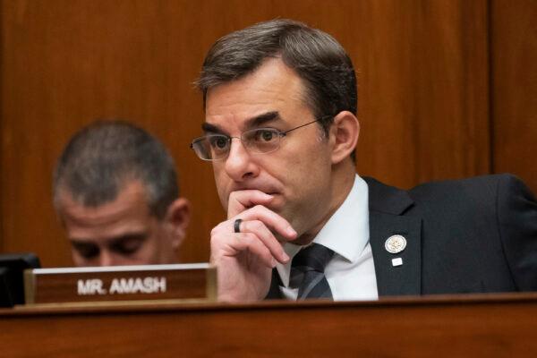  Rep. Justin Amash (R-Mich.) listens to a debate on Capitol Hill in Washington on June 12, 2019. (J. Scott Applewhite/ AP Photo)