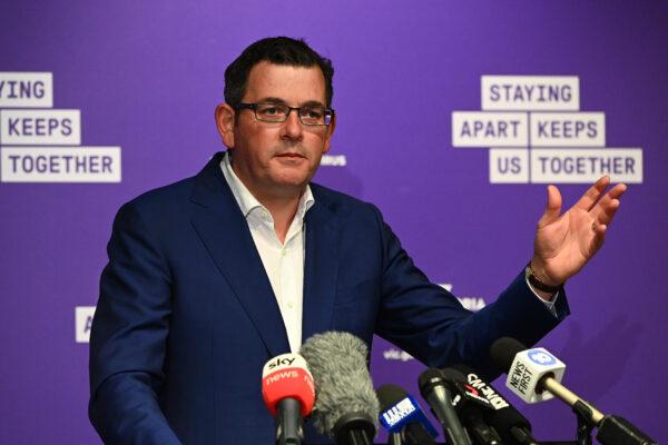 Victorian premier Daniel Andrews speaks to the media to announce the lifting of restrictions, Melbourne, Australia, May 11, 2020. (Quinn Rooney/Getty Images)