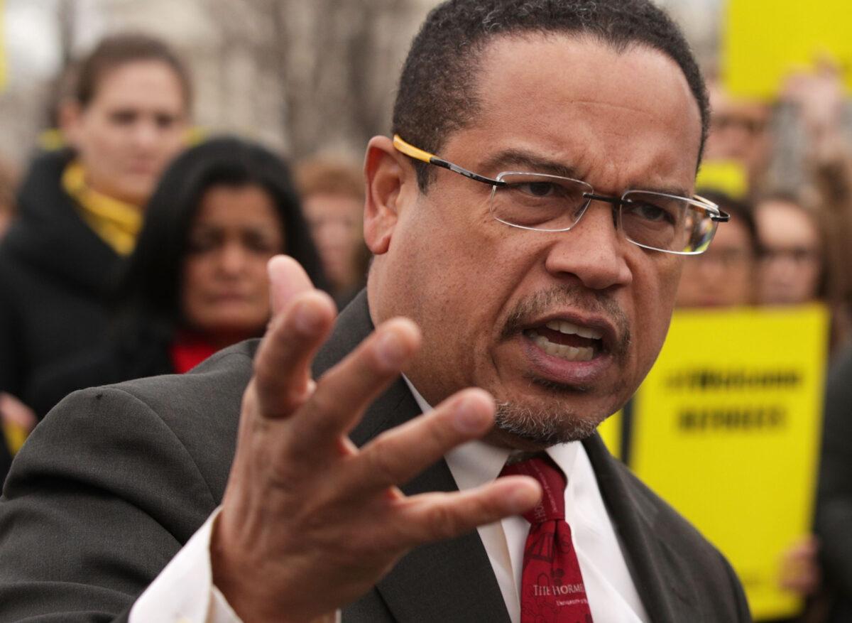 Minnesota Attorney General Keith Ellison speaks at a news conference on Capitol Hill in Washington on Feb. 1, 2017. (Alex Wong/Getty Images)