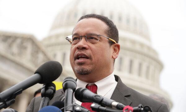 Minnesota Attorney General Keith Ellison speaks at a news conference on Capitol Hill in Washington on Feb. 1, 2017. (Alex Wong/Getty Images)