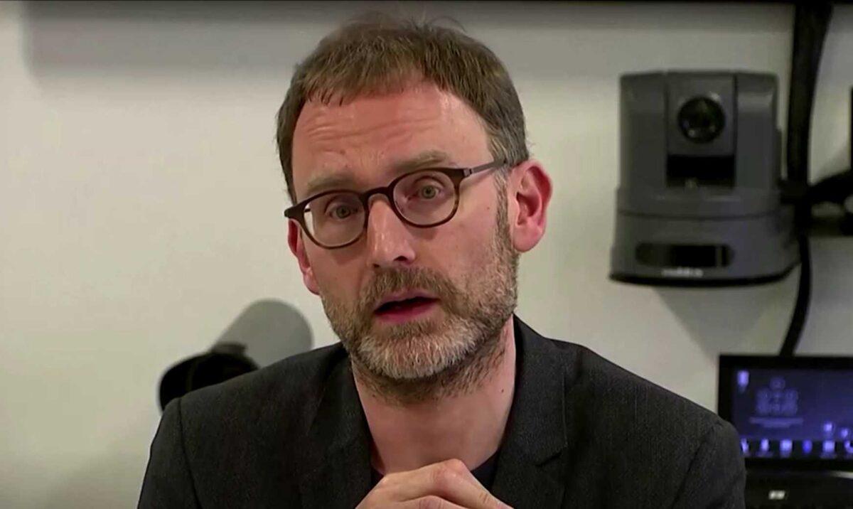 British Epidemiologist Neil Ferguson is seen during a press conference on May 5, 2020. (Screenshot/Reuters)