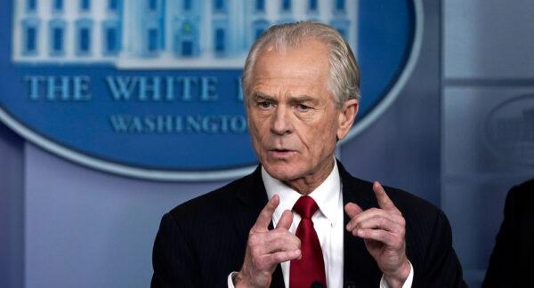 White House Trade and Manufacturing Policy Director Peter Navarro speaks during a briefing on the coronavirus pandemic in the press briefing room of the White House in Washington on March 27, 2020. (Drew Angerer/Getty Images)