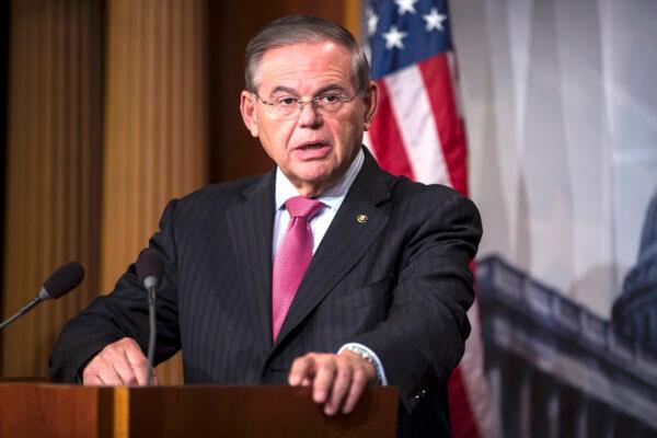 Sen. Bob Menendez (D-NJ) speaks during a news conference on Capitol Hill in Washington on Dec. 12, 2018. (Zach Gibson/Getty Images)