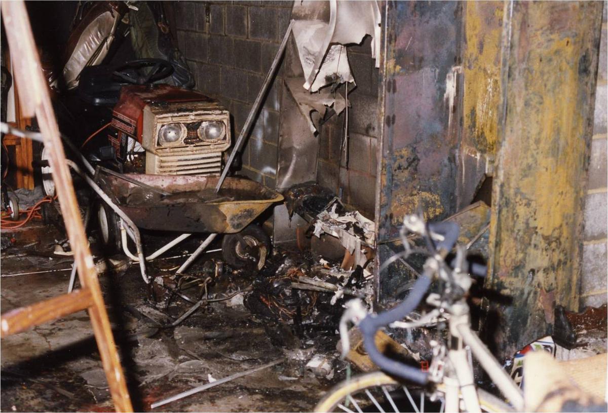 The resulting damage in the O'Leary family garage after the fire. (John O'Leary)