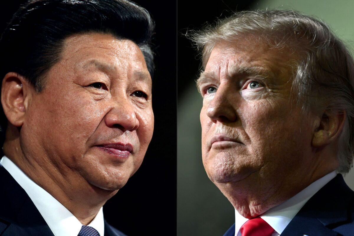 This combination of pictures created on May 14, 2020, shows recent portraits of<br/>Chinese Communist Party leader Xi Jinping (L) and U.S. President Donald Trump. (Dan Kitwood and Nicholas Kamm/AFP via Getty Images)