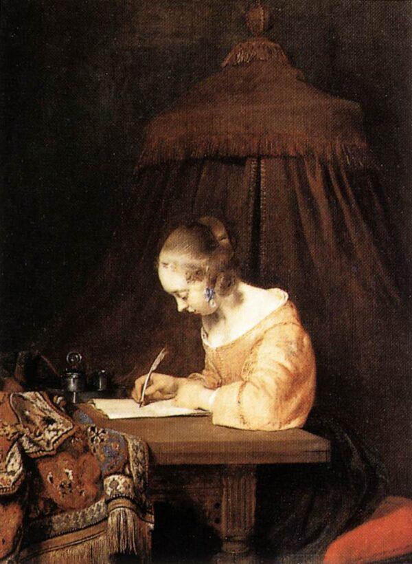 “Woman Writing a Letter,” circa 1655, by Gerard ter Borch. Mauritshuis, Hague, Netherlands. (Public Domain)